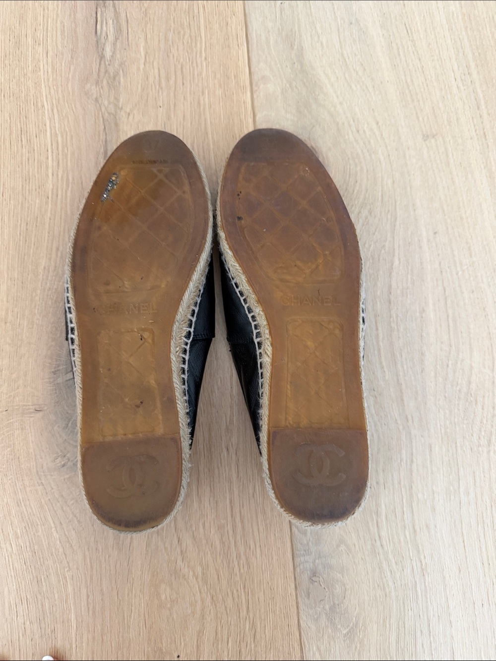 Chanel Black Leather Espadrilles - Picture 3 of 5